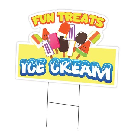 AMISTAD 12 x 16 in. Yard Sign & Stake - Fun Treats Ice Cream AM2024170